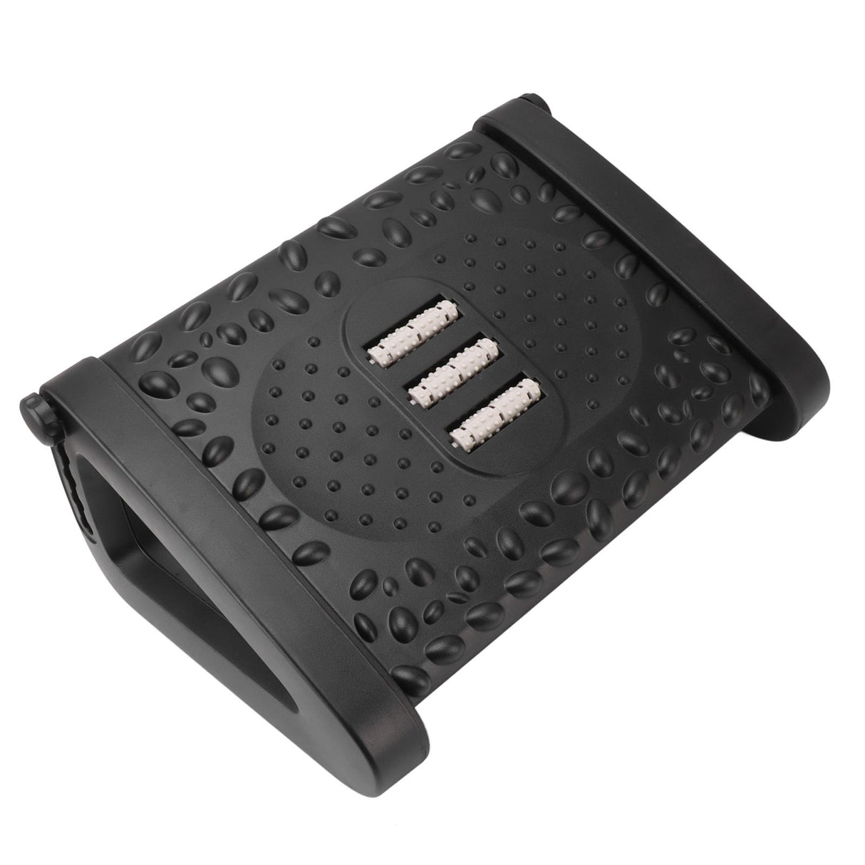 Under Desk Footrest 6 Height Adjustable Ergonomic Foot Stool with Massage Texture and Roller for Office Black