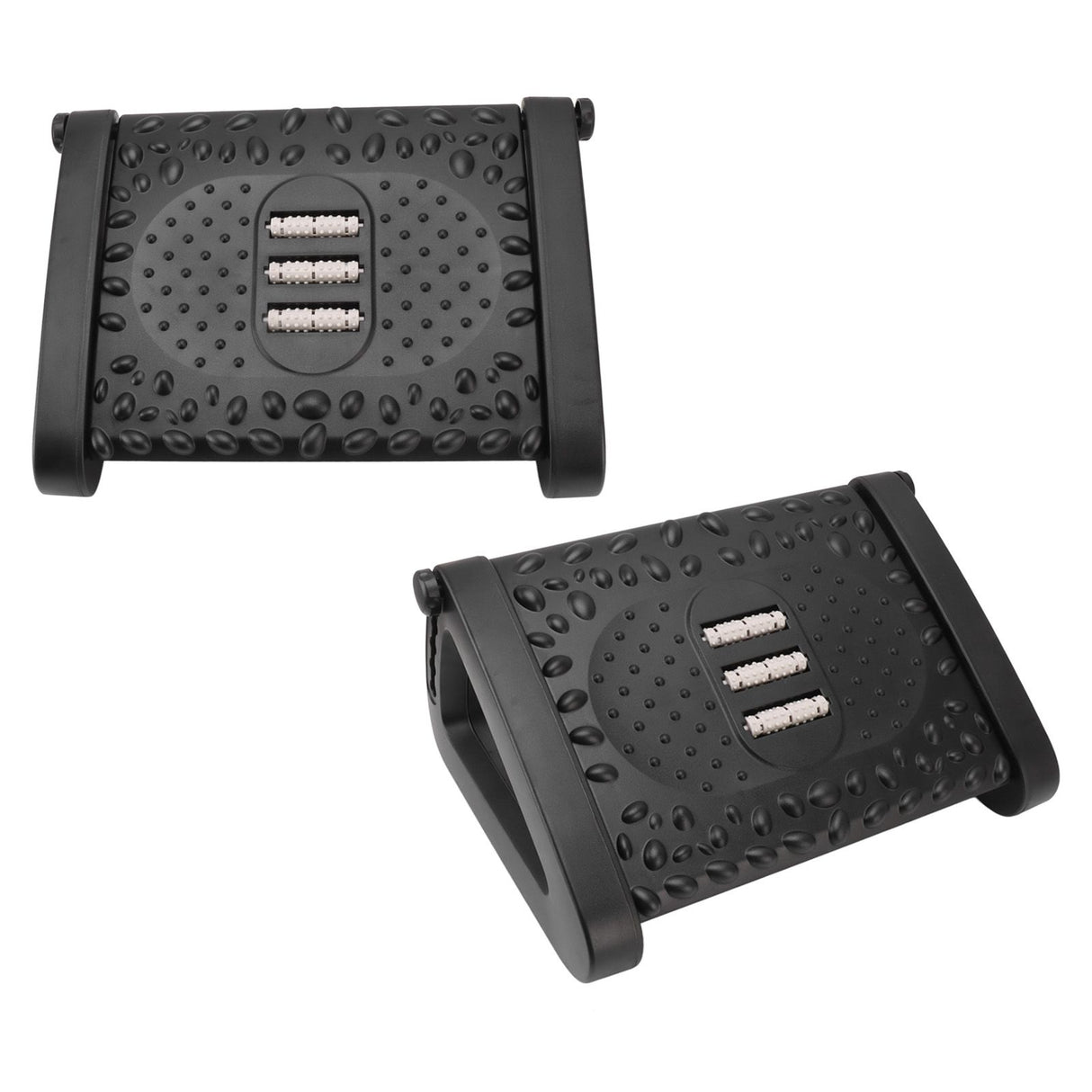 Under Desk Footrest 6 Height Adjustable Ergonomic Foot Stool with Massage Texture and Roller for Office Black