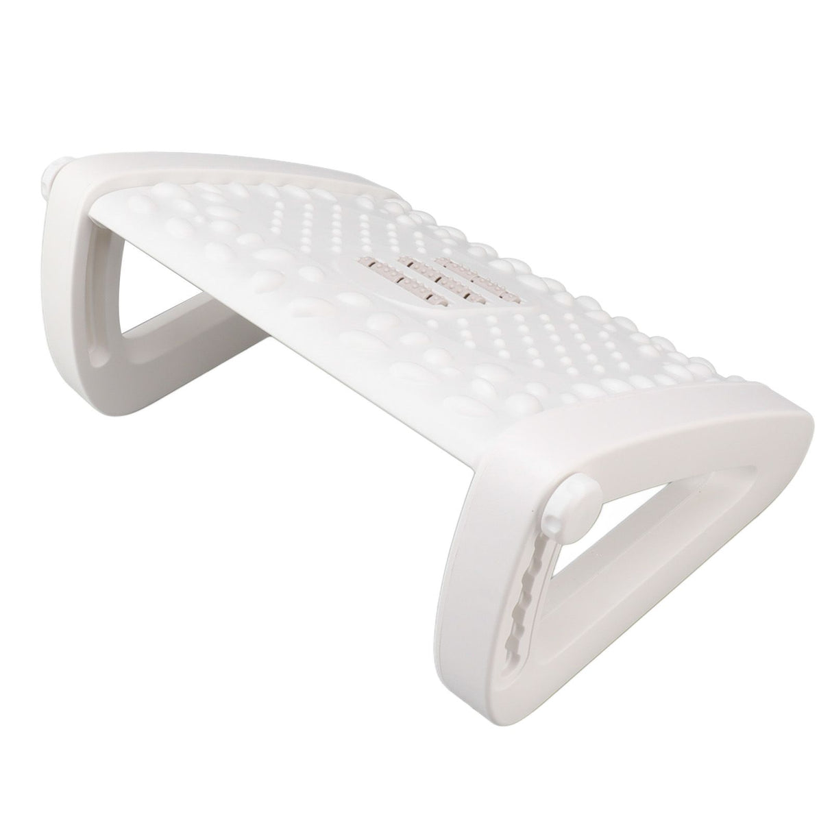 Under Desk Footrest 6 Height Adjustable Ergonomic Foot Stool with Massage Texture and Roller for Office White