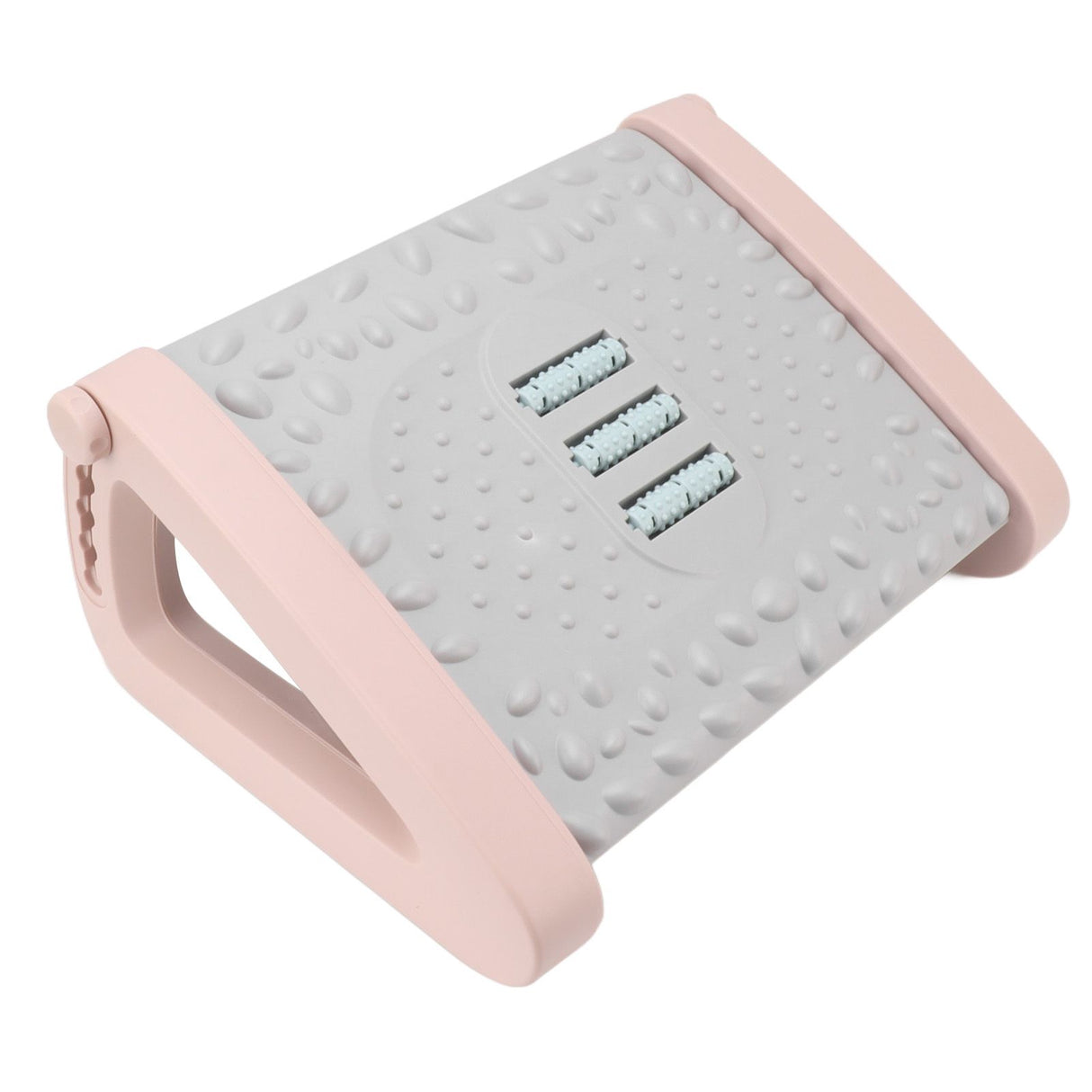 Under Desk Footrest 6 Height Adjustable Ergonomic Foot Stool with Massage Texture and Roller for Office Pink