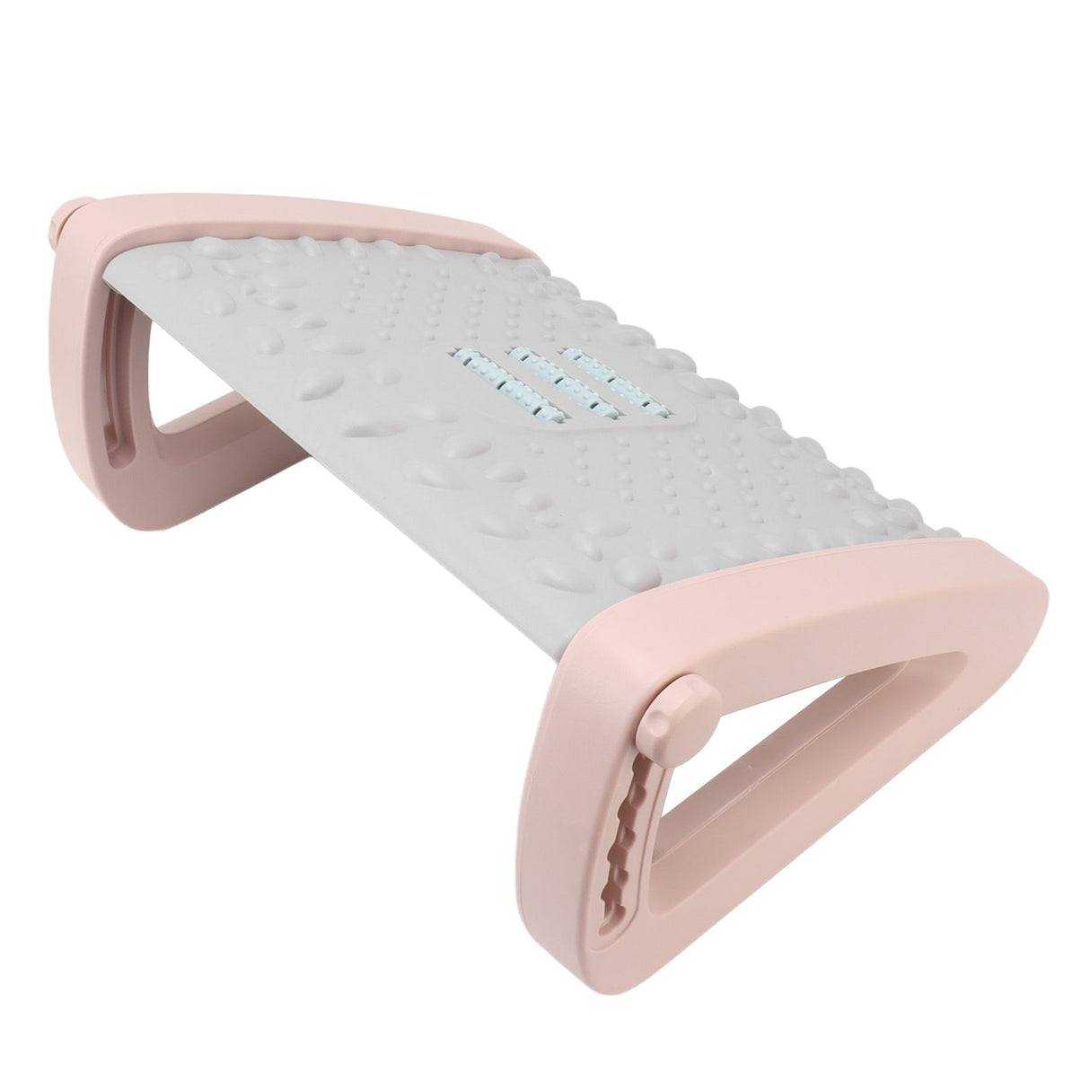 Under Desk Footrest 6 Height Adjustable Ergonomic Foot Stool with Massage Texture and Roller for Office Pink