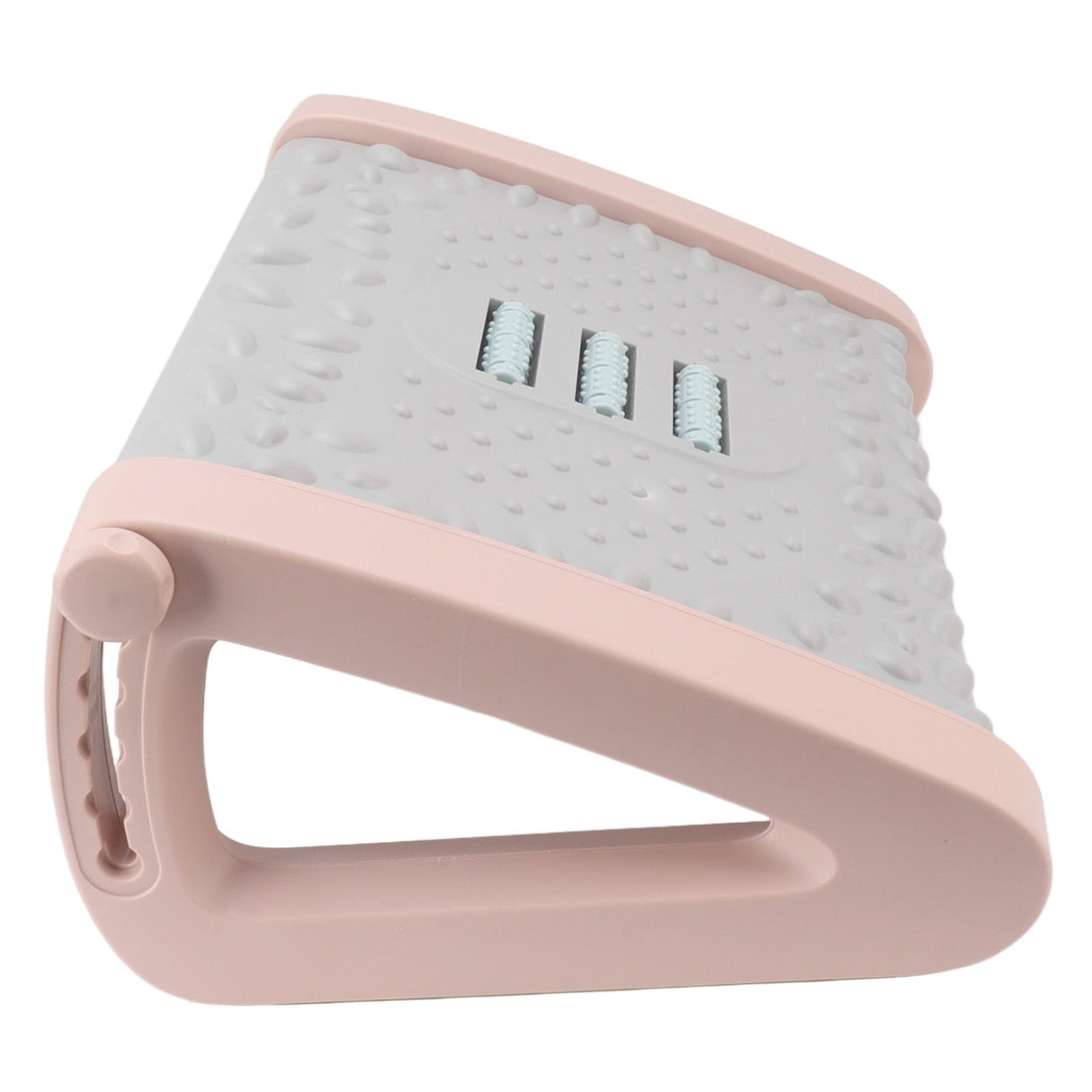 Under Desk Footrest 6 Height Adjustable Ergonomic Foot Stool with Massage Texture and Roller for Office Pink