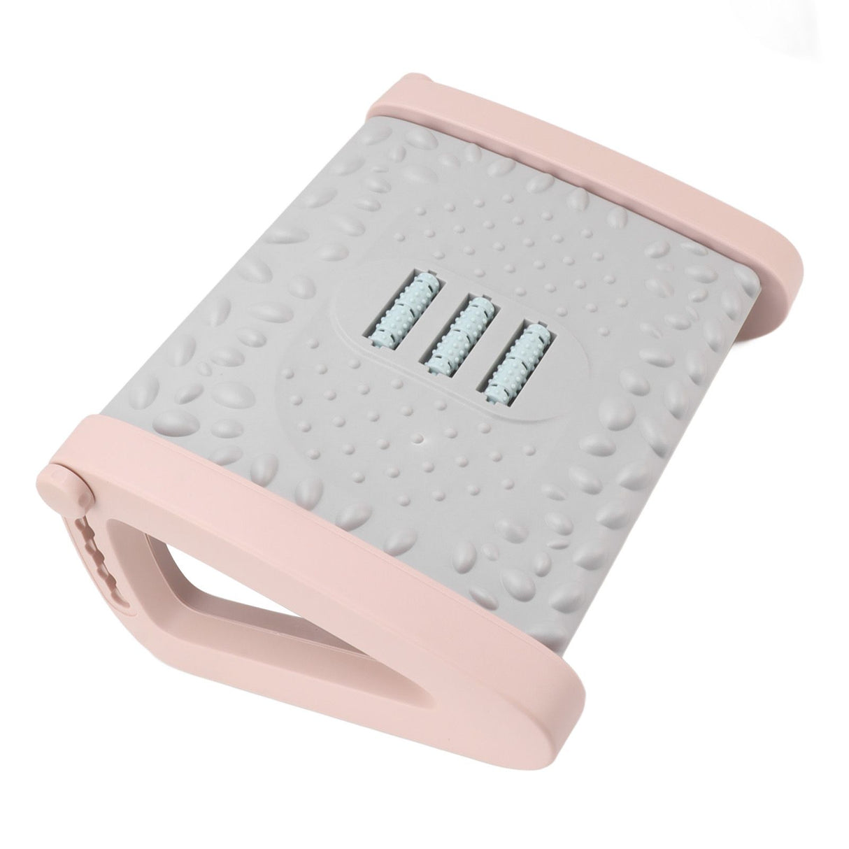 Under Desk Footrest 6 Height Adjustable Ergonomic Foot Stool with Massage Texture and Roller for Office Pink