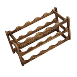 Wine Rack Pine Wood Wine Bottle Storage Shelf Display Organizer Decor for Countertop Home 3 Layer 15 Bottles Capacity - Front View