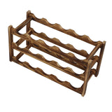 Wine Rack Pine Wood Wine Bottle Storage Shelf Display Organizer Decor for Countertop Home 3 Layer 15 Bottles Capacity
