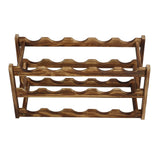 Wine Rack Pine Wood Wine Bottle Storage Shelf Display Organizer Decor for Countertop Home 3 Layer 15 Bottles Capacity