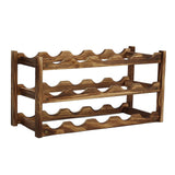 Wine Rack Pine Wood Wine Bottle Storage Shelf Display Organizer Decor for Countertop Home 3 Layer 15 Bottles Capacity - 45-Degree Angle