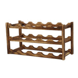 Wine Rack Pine Wood Wine Bottle Storage Shelf Display Organizer Decor for Countertop Home 3 Layer 15 Bottles Capacity