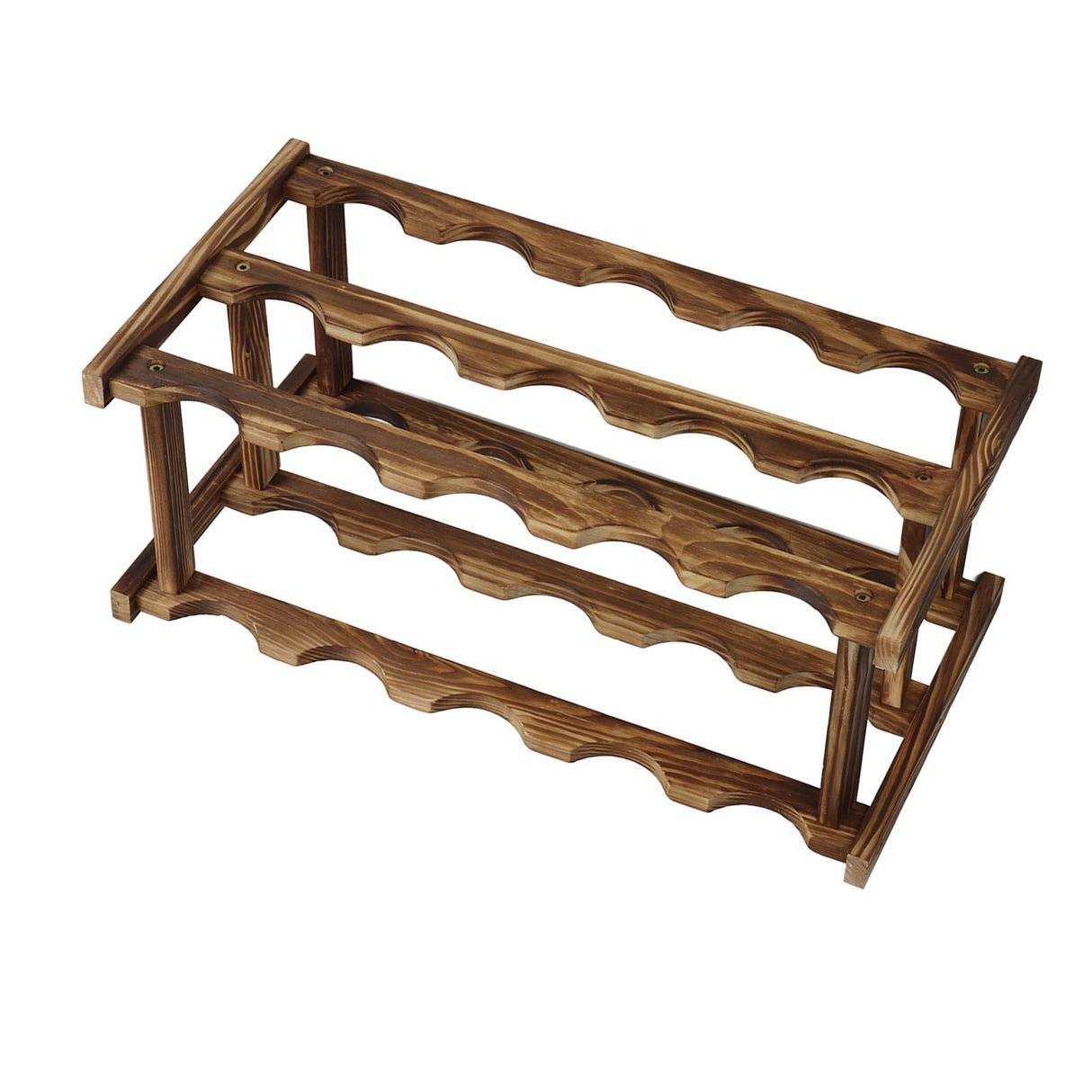 Wine Rack Pine Wood Wine Bottle Storage Shelf Display Organizer Decor for Countertop Home 3 Layer 15 Bottles Capacity
