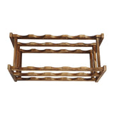 Wine Rack Pine Wood Wine Bottle Storage Shelf Display Organizer Decor for Countertop Home 3 Layer 15 Bottles Capacity - Low Angle