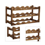 Wine Rack Pine Wood Wine Bottle Storage Shelf Display Organizer Decor for Countertop Home 3 Layer 15 Bottles Capacity - Extra Image