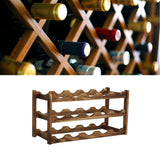Wine Rack Pine Wood Wine Bottle Storage Shelf Display Organizer Decor for Countertop Home 3 Layer 15 Bottles Capacity - Extra Image