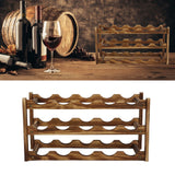 Wine Rack Pine Wood Wine Bottle Storage Shelf Display Organizer Decor for Countertop Home 3 Layer 15 Bottles Capacity - Extra Image