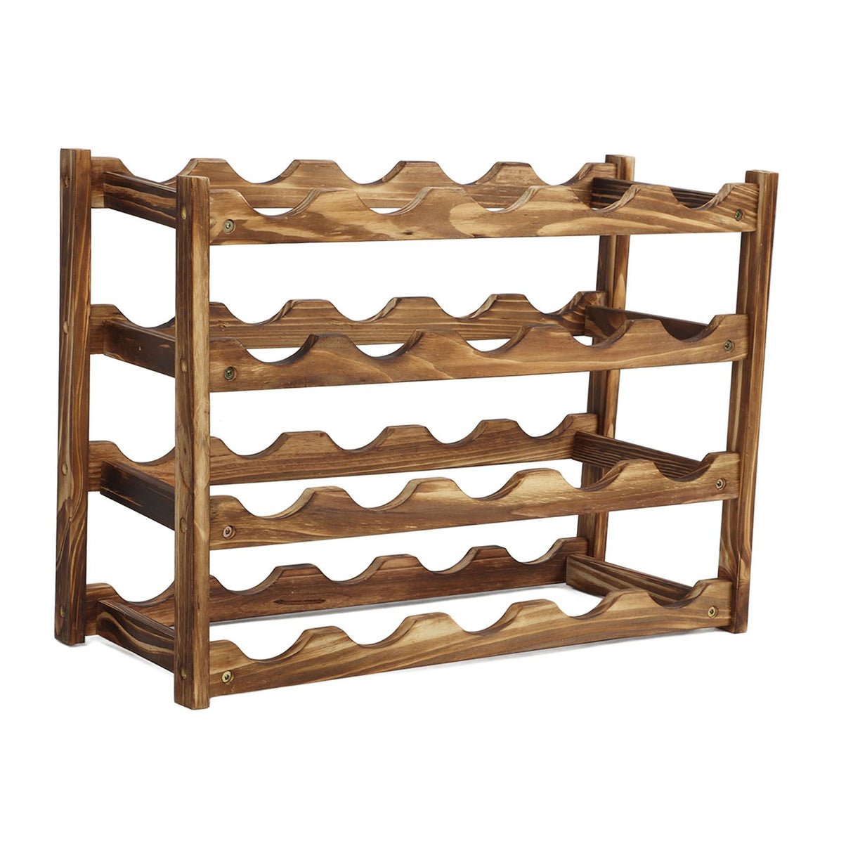 Wine Rack Pine Wood Wine Bottle Storage Shelf Display Organizer Decor for Countertop Home 4 Layer 20 Bottles Capacity