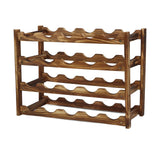 Wine Rack Pine Wood Wine Bottle Storage Shelf Display Organizer Decor for Countertop Home 4 Layer 20 Bottles Capacity - 45-Degree Angle