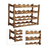 Wine Rack Pine Wood Wine Bottle Storage Shelf Display Organizer Decor for Countertop Home 4 Layer 20 Bottles Capacity - Extra Image