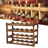 Wine Rack Pine Wood Wine Bottle Storage Shelf Display Organizer Decor for Countertop Home 4 Layer 20 Bottles Capacity - Extra Image