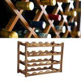 Wine Rack Pine Wood Wine Bottle Storage Shelf Display Organizer Decor for Countertop Home 4 Layer 20 Bottles Capacity - Extra Image