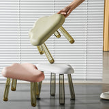 Children Stool Cloud Shape Top Transparent Leg Delicate Plastic Stool Gift Present Home Decoration White - Extra Image