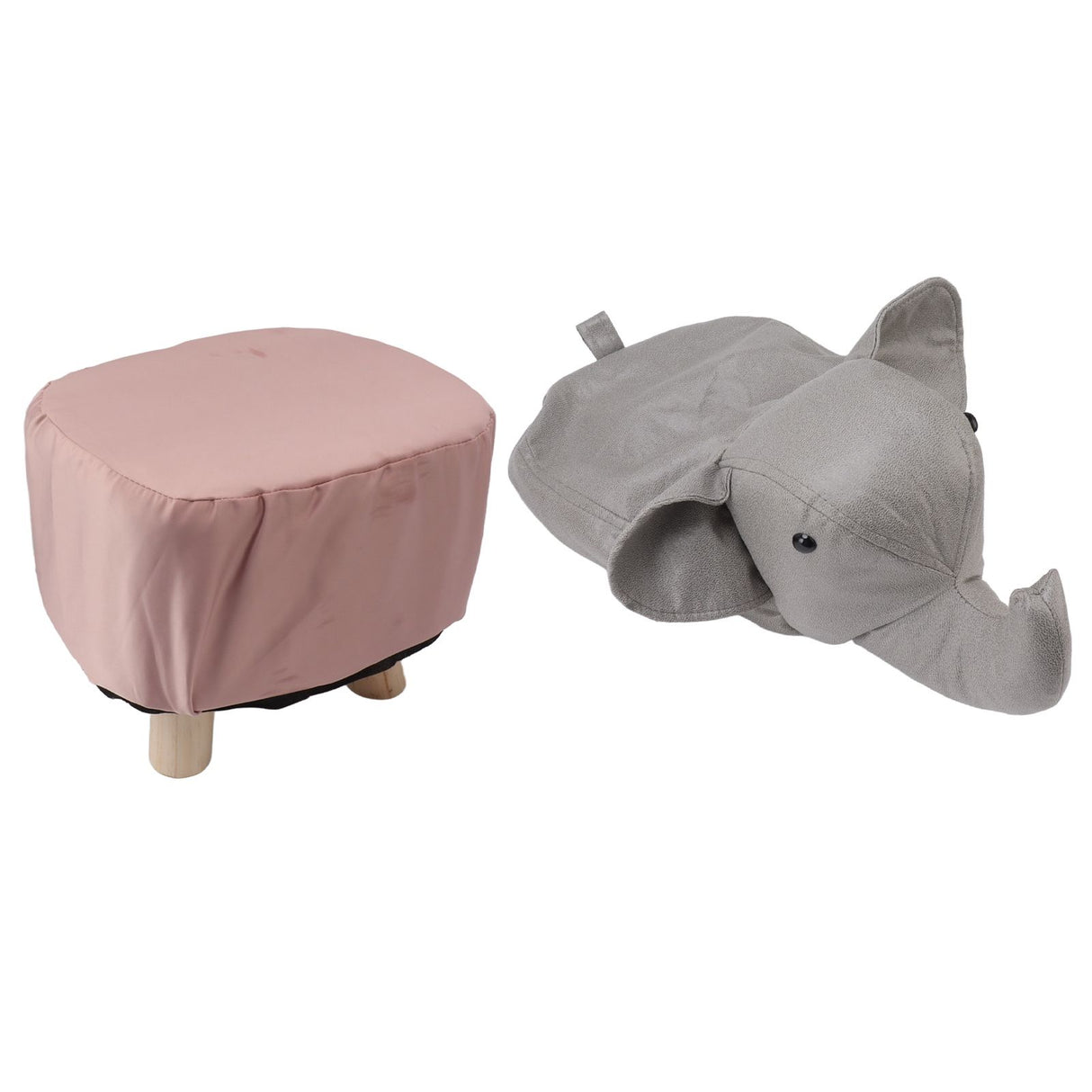 Animal Footstools Elephant Shaped Slip Resistant Silent Comfortable Stable Multi Purpose Cute Stool for Kids Light Gray