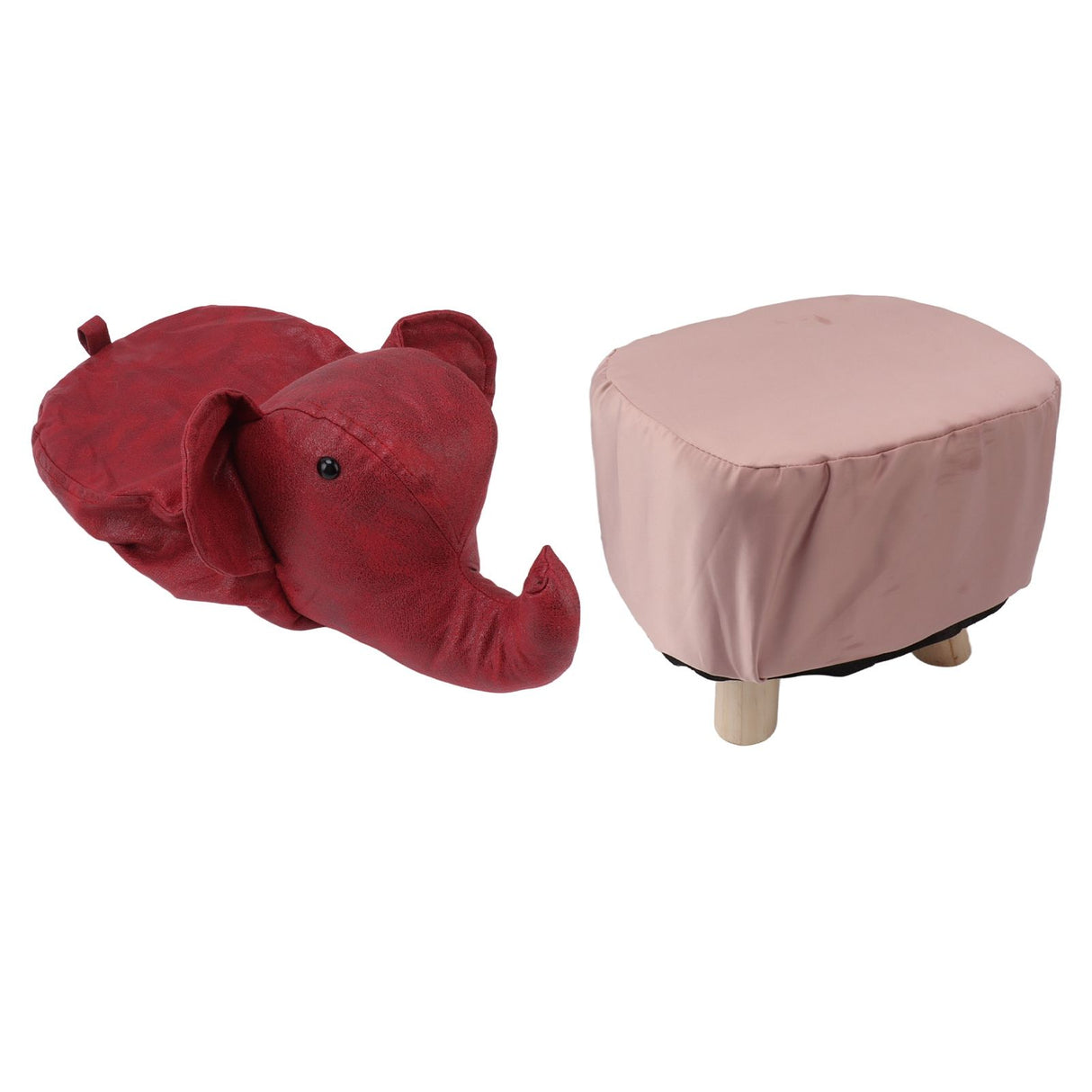 Animal Footstools Elephant Shaped Slip Resistant Silent Comfortable Stable Multi Purpose Cute Stool for Kids Red