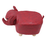 Animal Footstools Elephant Shaped Slip Resistant Silent Comfortable Stable Multi Purpose Cute Stool for Kids Red - Top-Down View