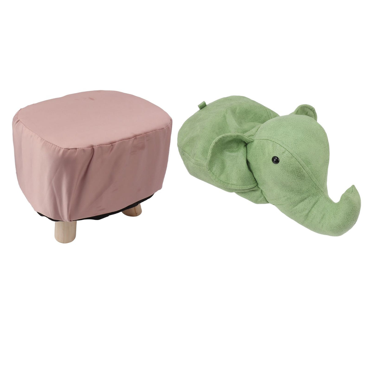 Animal Footstools Elephant Shaped Slip Resistant Silent Comfortable Stable Multi Purpose Cute Stool for Kids Green