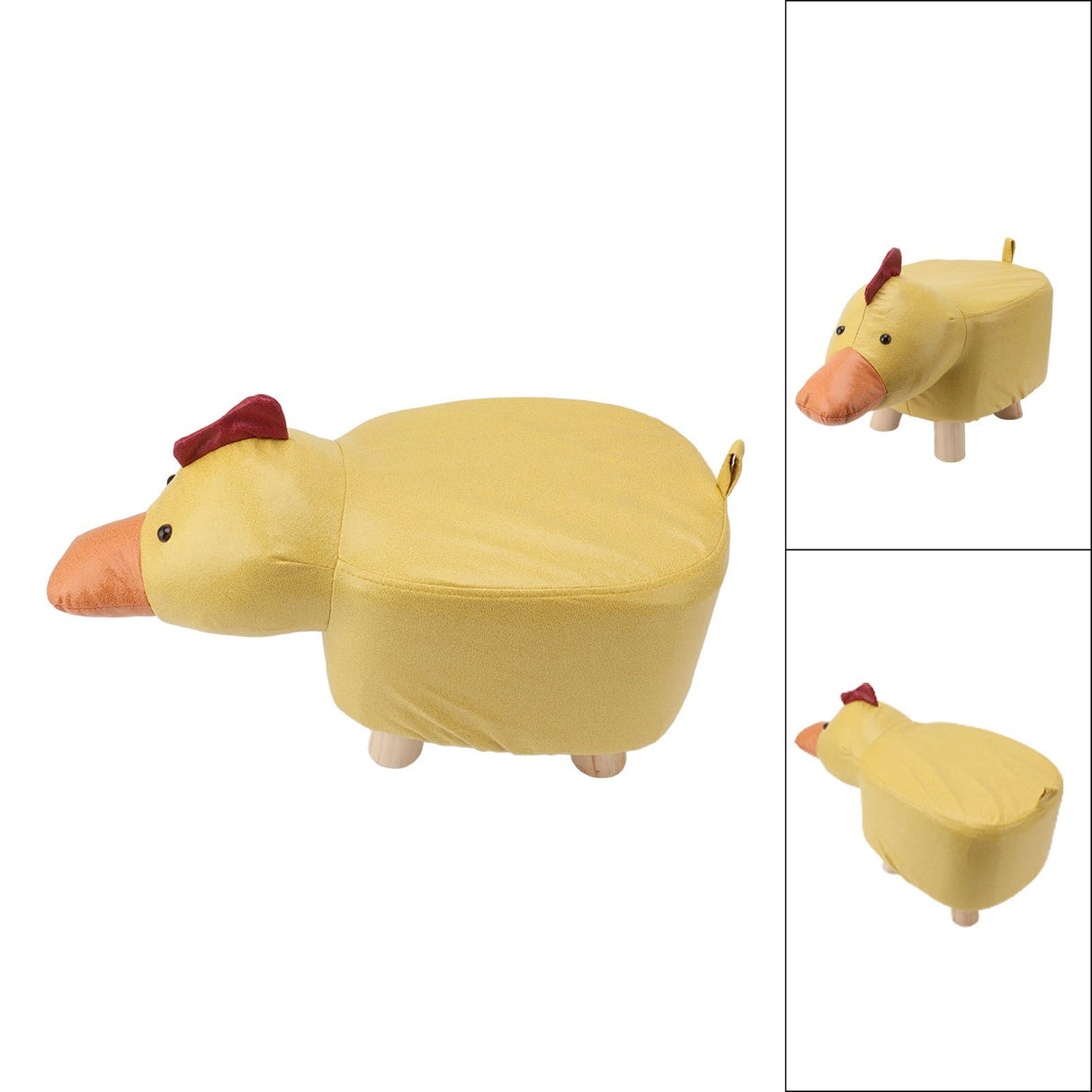 Cute Animal Footstool with Soft Padded Cushion and Prevent Slip Feet Small Footrest Stools for Kids Adults Yellow Duck