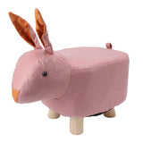 Cute Animal Footstool with Soft Padded Cushion and Prevent Slip Feet Small Footrest Stools for Kids Adults Pink Rabbit - Top-Down View