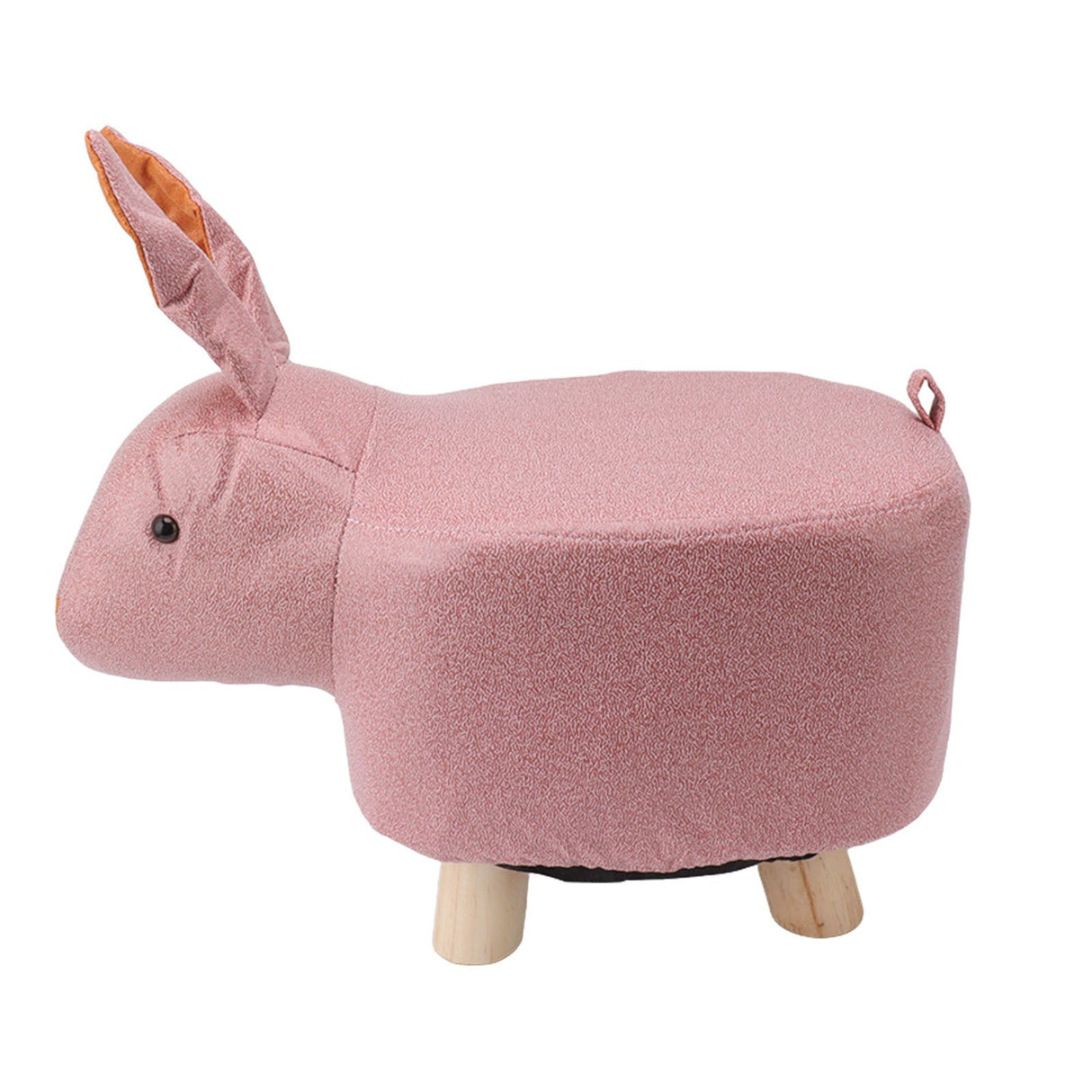 Cute Animal Footstool with Soft Padded Cushion and Prevent Slip Feet Small Footrest Stools for Kids Adults Pink Rabbit