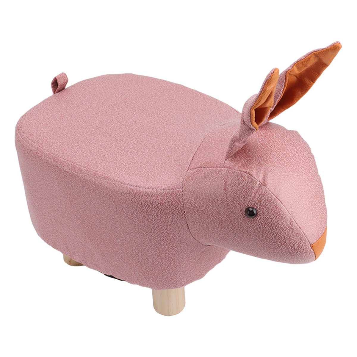 Cute Animal Footstool with Soft Padded Cushion and Prevent Slip Feet Small Footrest Stools for Kids Adults Pink Rabbit