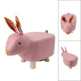 Cute Animal Footstool with Soft Padded Cushion and Prevent Slip Feet Small Footrest Stools for Kids Adults Pink Rabbit