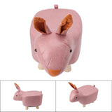 Cute Animal Footstool with Soft Padded Cushion and Prevent Slip Feet Small Footrest Stools for Kids Adults Pink Rabbit - Extra Image