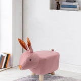 Cute Animal Footstool with Soft Padded Cushion and Prevent Slip Feet Small Footrest Stools for Kids Adults Pink Rabbit - Extra Image