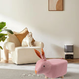 Cute Animal Footstool with Soft Padded Cushion and Prevent Slip Feet Small Footrest Stools for Kids Adults Pink Rabbit