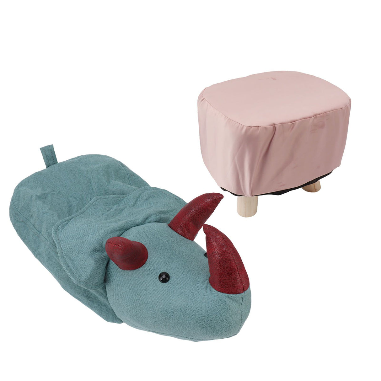 Cute Animal Footstool with Soft Padded Cushion and Prevent Slip Feet Small Footrest Stools for Kids Adults Dinosaur