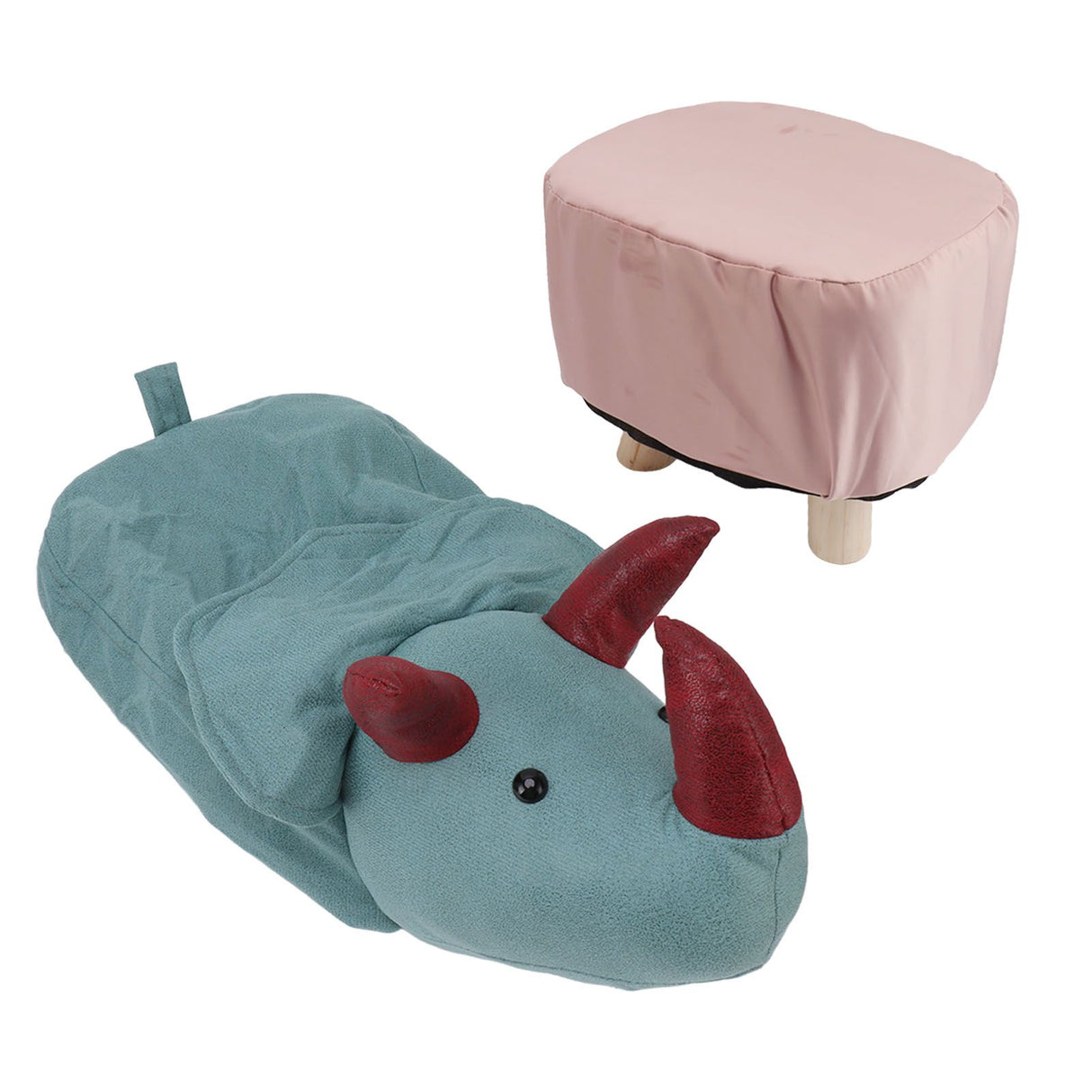 Cute Animal Footstool with Soft Padded Cushion and Prevent Slip Feet Small Footrest Stools for Kids Adults Dinosaur