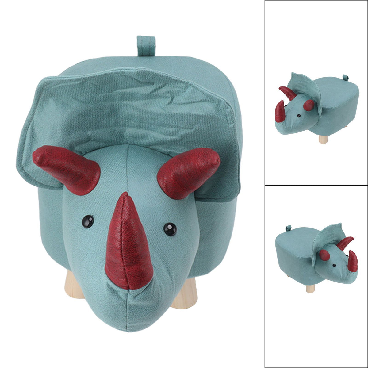 Cute Animal Footstool with Soft Padded Cushion and Prevent Slip Feet Small Footrest Stools for Kids Adults Dinosaur