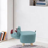 Cute Animal Footstool with Soft Padded Cushion and Prevent Slip Feet Small Footrest Stools for Kids Adults Dinosaur