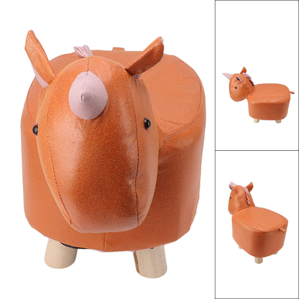 Cute Animal Footstool with Soft Padded Cushion and Prevent Slip Feet Small Footrest Stools for Kids Adults Unicorn