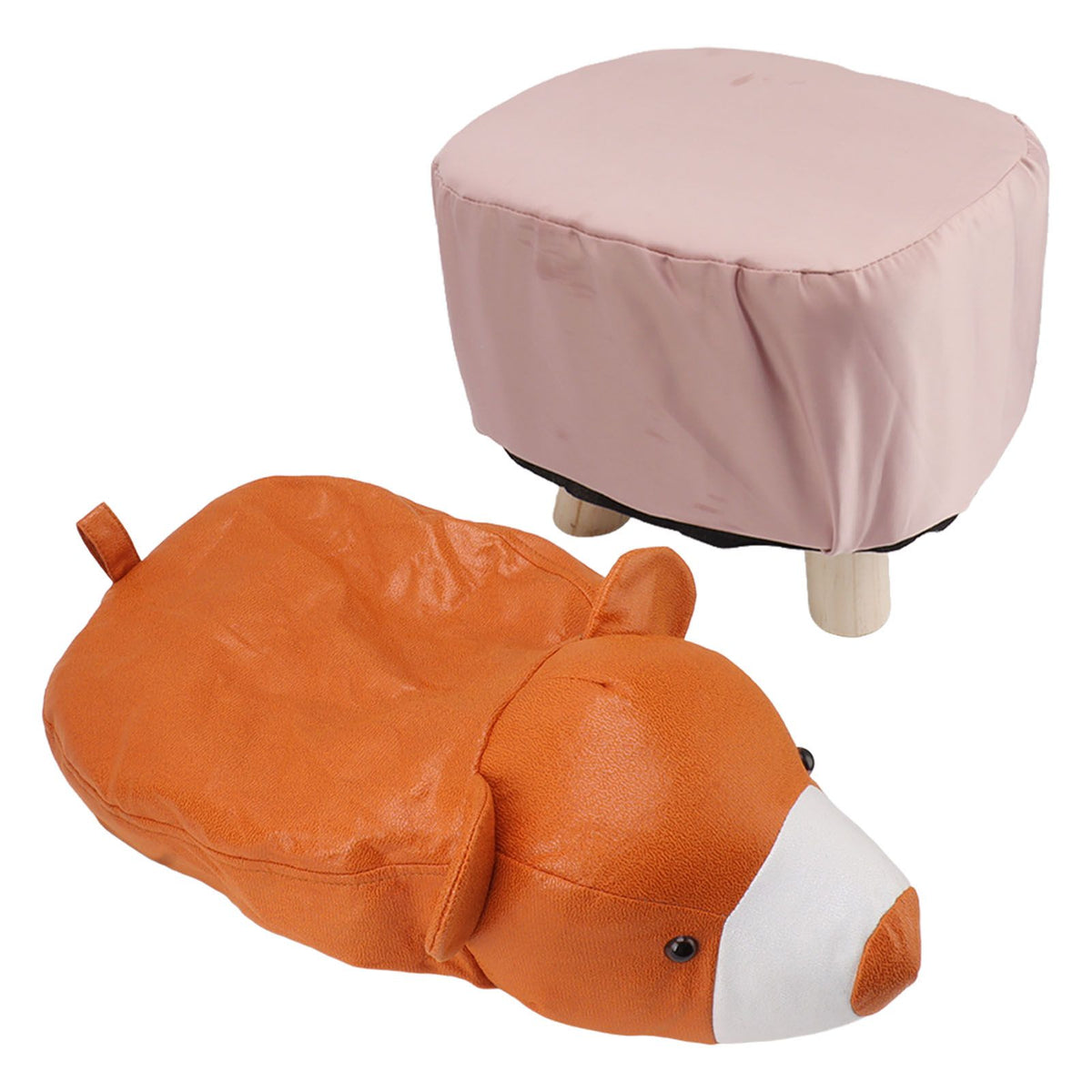 Cute Animal Footstool with Soft Padded Cushion and Prevent Slip Feet Small Footrest Stools for Kids Adults Little Bear