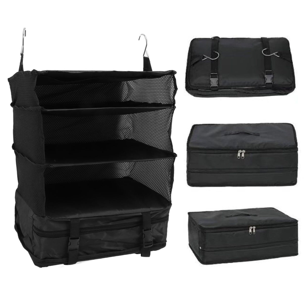 Hanging 3 Shelf Travel Shelves Bag Portable Multifunctional Large Capacity Hanging Packing Cubes Storage Bag