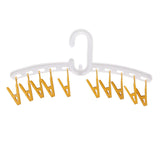 Plastic Sock Clips Drying Rack Straight Rod for Clothes Travel Portable Supplies White and Yellow