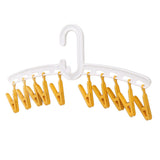 Plastic Sock Clips Drying Rack Straight Rod for Clothes Travel Portable Supplies White and Yellow