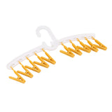 Plastic Sock Clips Drying Rack Straight Rod for Clothes Travel Portable Supplies White and Yellow - Top-Down View