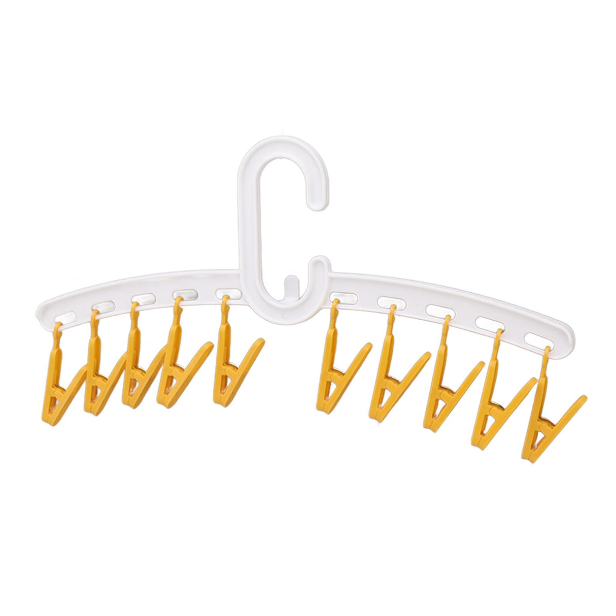 Plastic Sock Clips Drying Rack Straight Rod for Clothes Travel Portable Supplies White and Yellow