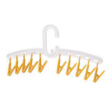 Plastic Sock Clips Drying Rack Straight Rod for Clothes Travel Portable Supplies White and Yellow