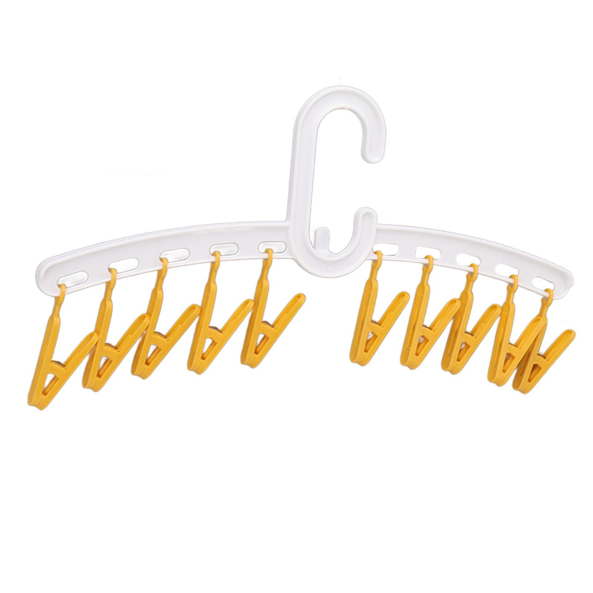 Plastic Sock Clips Drying Rack Straight Rod for Clothes Travel Portable Supplies White and Yellow