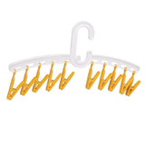 Plastic Sock Clips Drying Rack Straight Rod for Clothes Travel Portable Supplies White and Yellow - Close-Up Angle
