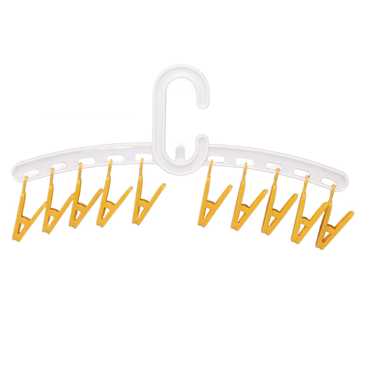 Plastic Sock Clips Drying Rack Straight Rod for Clothes Travel Portable Supplies White and Yellow